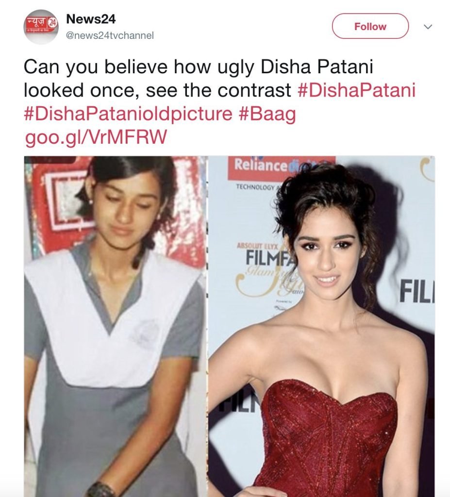 Disha Patani Was Called Ugly By A News Channel. They Got Trolled And Had To Delete The Tweet